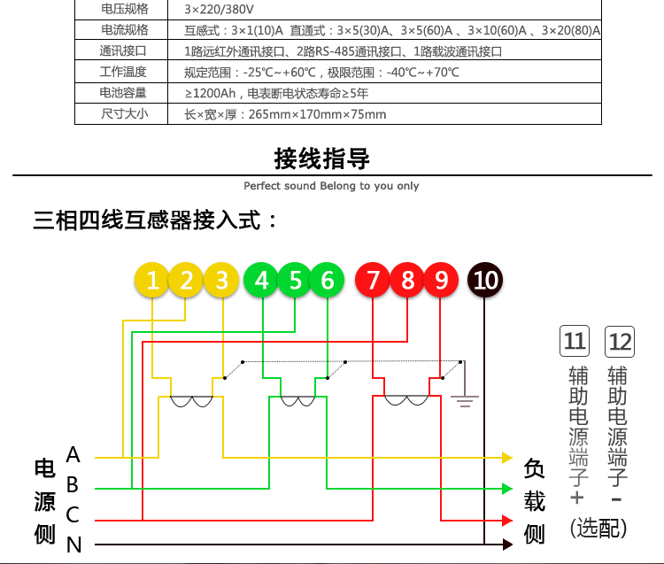 海興DTSI208三相四線(xiàn)電能表接線(xiàn)展示