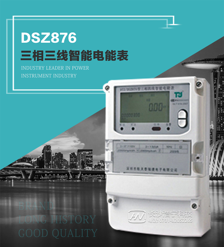 產(chǎn)品介紹
DSZ876型智能電能表是采用大規模集成電路，應用數字采樣處理技術(shù)及SMT工藝，根據工業(yè)用戶(hù)實(shí)際用電狀況所設計制造的具有現代先進(jìn)水平的儀表。
該表性能指標符合GB/T 17215.321-2008《交流電測量設備 特殊要求》第21部分靜止式有功電能表（1級和2級）、GB/T 17215.322-2008《交流電測量設備 特殊要求》第22部分靜止式有功電能表（0.2S級和0.5S級）國家標準和DL/T 614–2007《多功能電能表》標準，其通信符合DL/T645–2007《多功能電能表通信協(xié)議》的要求，并兼容DL/T645–1997《多功能表通信規約》的要求，可根據功能定制需求符合多功能電能表的各項技術(shù)要求。