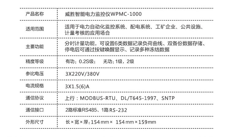 長(cháng)沙威勝WPMC-1000A智能電力監控儀